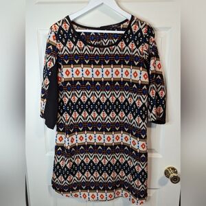 BeBop black orange blue sheath mini dress size large